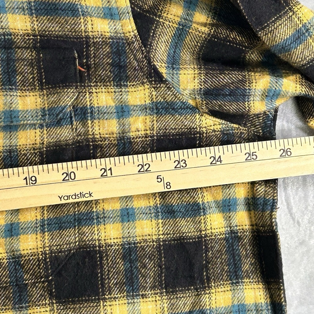 Levi's Mens X-Large Flannel Shirt The Worker Relaxed Fit Plaid Yellow Blue Black - Picture 5 of 7